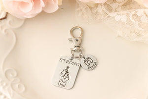 Strong Like Dad Keychain - Boxing Gloves Keychain for Dad - Fathers Day Gift - Keychain for Dad from Kids - Personalized Keychain for Dad