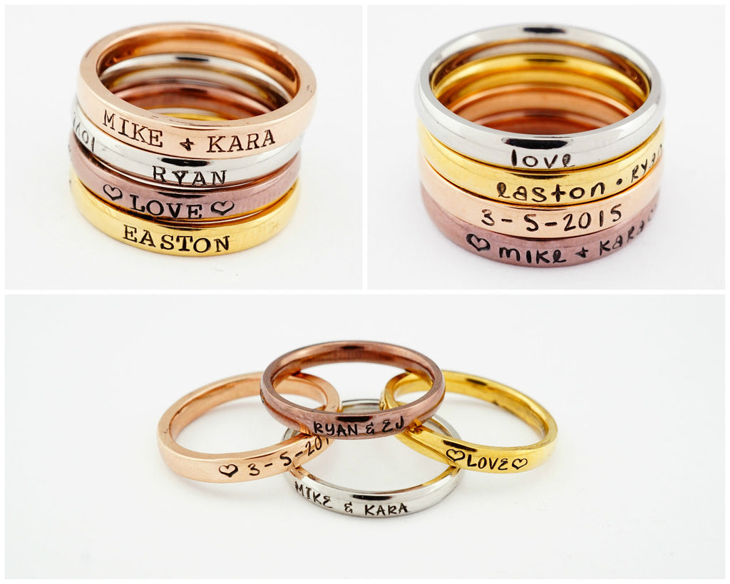 Personalized Stackable Ring - Personalized Ring - Mothers Rings - Hand Stamped Ring - Ring with Names - Stacking Ring - Name Ring - Engraved
