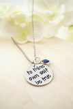 To thine own self be true hand stamped inspirational necklace with Swarovski birthstone charm - Sweet 16 Gift - Teen Girl Jewelry