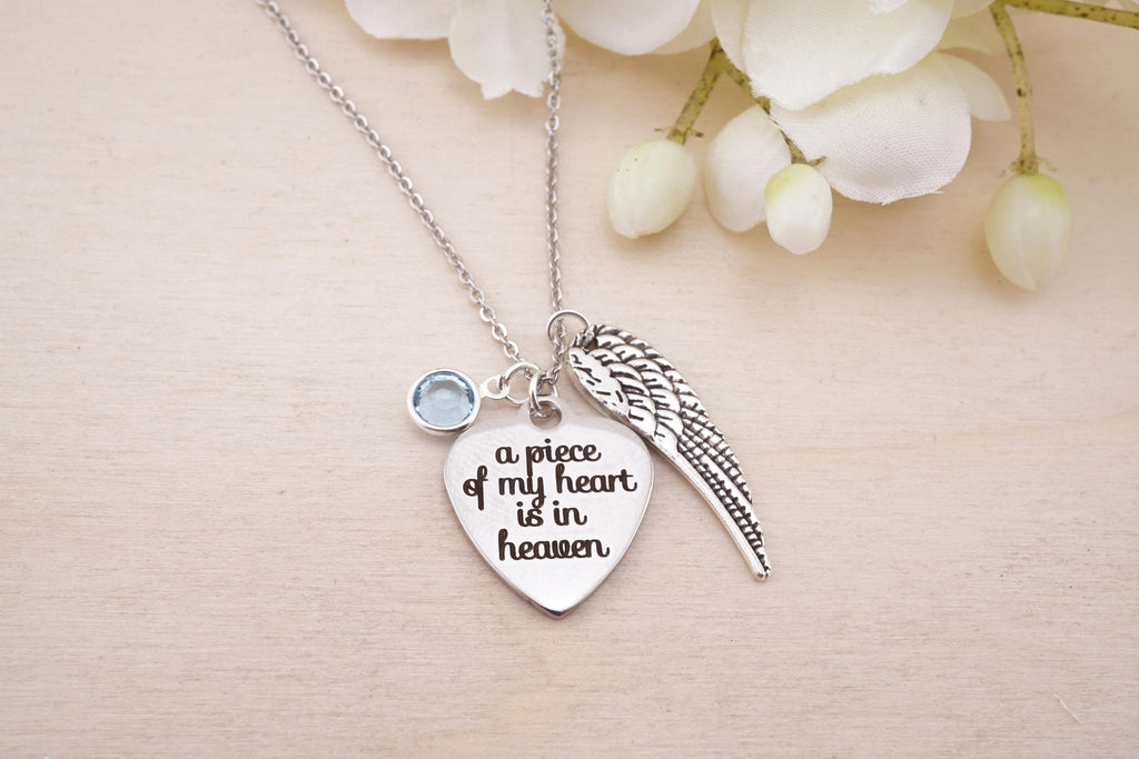 A Piece of my heart is in heaven Necklace Keychain or Bangle.  Memorial Gift - Loss of Loved One - Loss of Spouse Gift - Memorial Jewelry