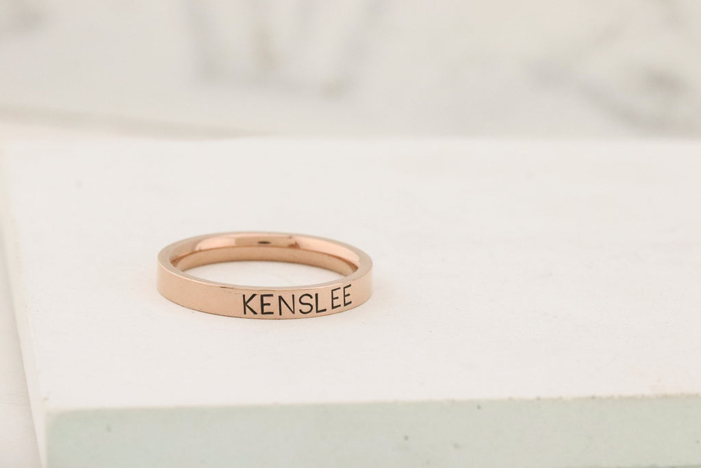 Rose Gold Personalized Ring - Mothers Rings - Hand Stamped Ring - Rosegold personalized ring - Stacking Ring - Name Ring - Engraved Ring