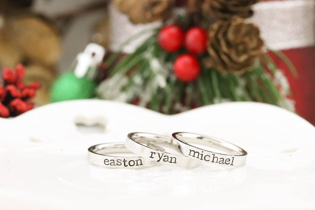 Silver Personalized Ring - Mothers Rings - Hand Stamped Ring - Stainless Steel personalized ring - Stacking Ring - Name Ring - Engraved Ring