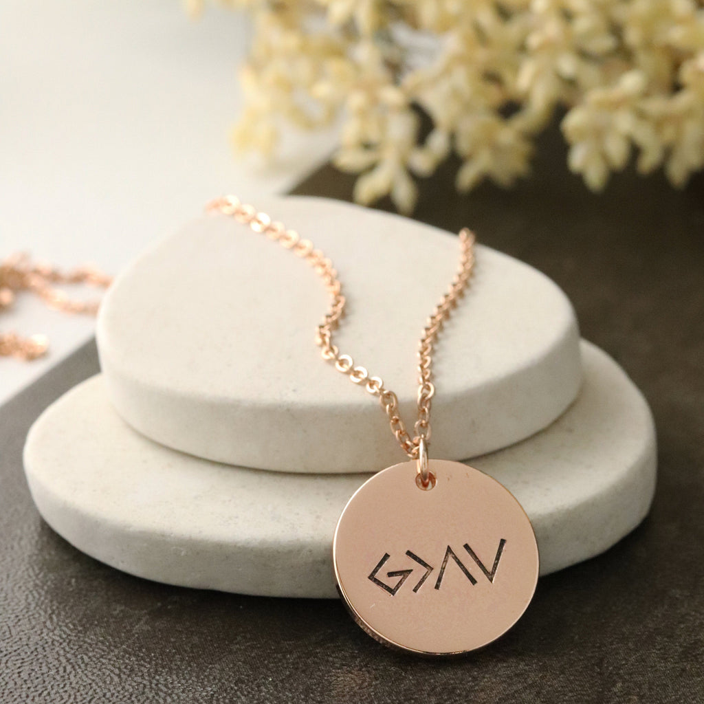 God is Greater Than the Highs and Lows Necklace - God is greater jewelry - Rose Gold God is Greater Necklace
