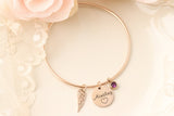 Memorial Bracelet - Personalized Memorial Jewelry - Angel Wing Bracelet - loss of loved one gift - gift for memorial - memorial jewelry
