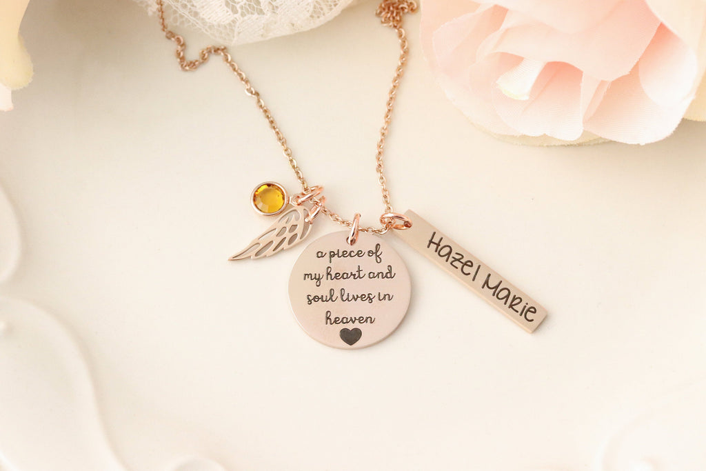 A Piece of My Heart Lives in Heaven Necklace - Memorial Necklace - Sympathy Jewelry - Funeral Gift - Loss of Spouse Gift - Memorial Jewelry