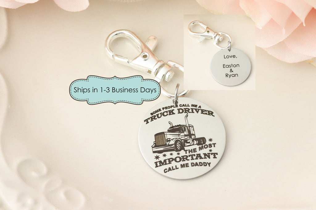 Trucker Dad Keychain - Gift for Truck Driver - OTR Trucker Daddy Keychain - Gift for Truck Driver Dad - Daddy Keychain - Semi Truck Driver