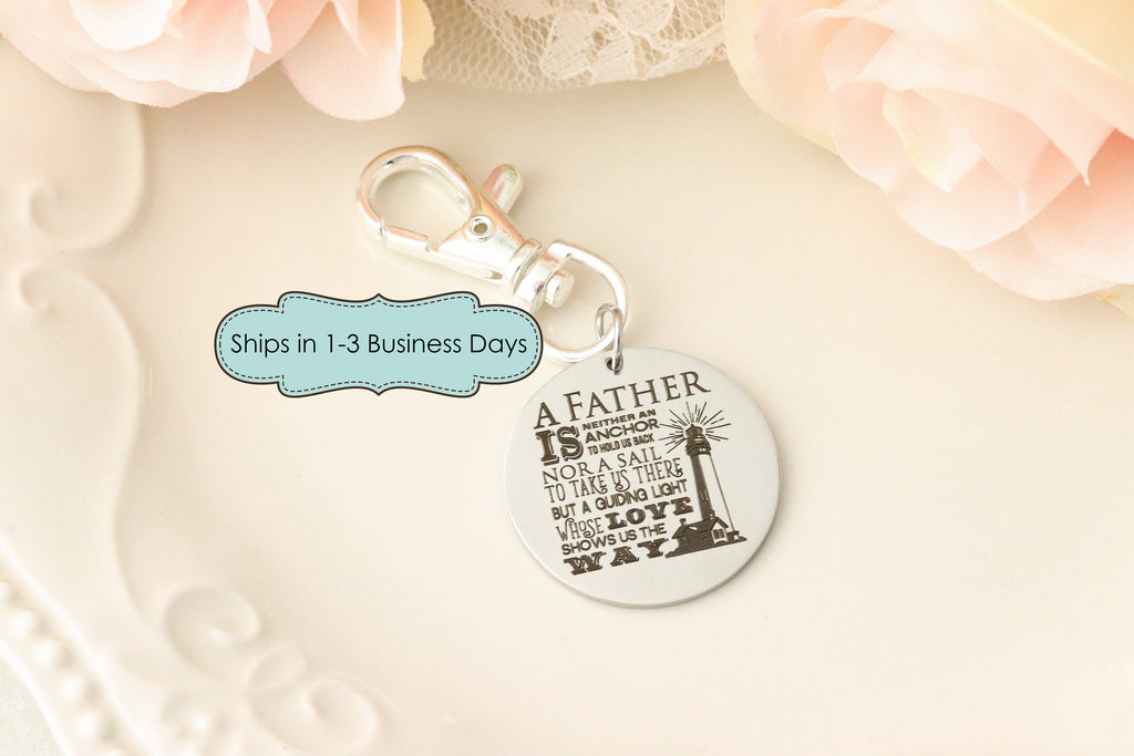 Fathers Day Gift for Dad Keychain - Keychain for Dad - New Dad Keychain - Personalized Keychain for Dad - Lighthouse Dad Quote - Dad Gift