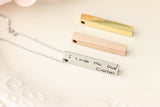 Actual Handwriting Necklace - 4 Sided Bar necklace - Custom Handwriting Jewelry - 3d Bar Necklace - Gift with Actual Handwriting -