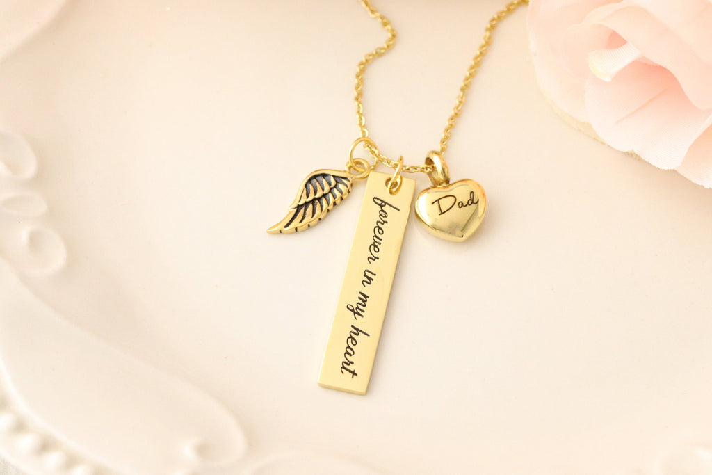 Heart Urn Memorial Necklace - Forever in my Heart Necklace - Tiny Heart Urn Necklace - Cremation Urn Jewelry - Personalized Urn Necklace