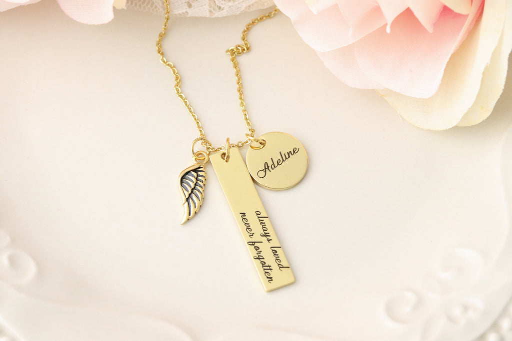 Always Loved Never Forgotten Personalized Memorial Necklace - Custom Memorial Necklace - Memorial Keepsake Jewelry - Personalized Memorial