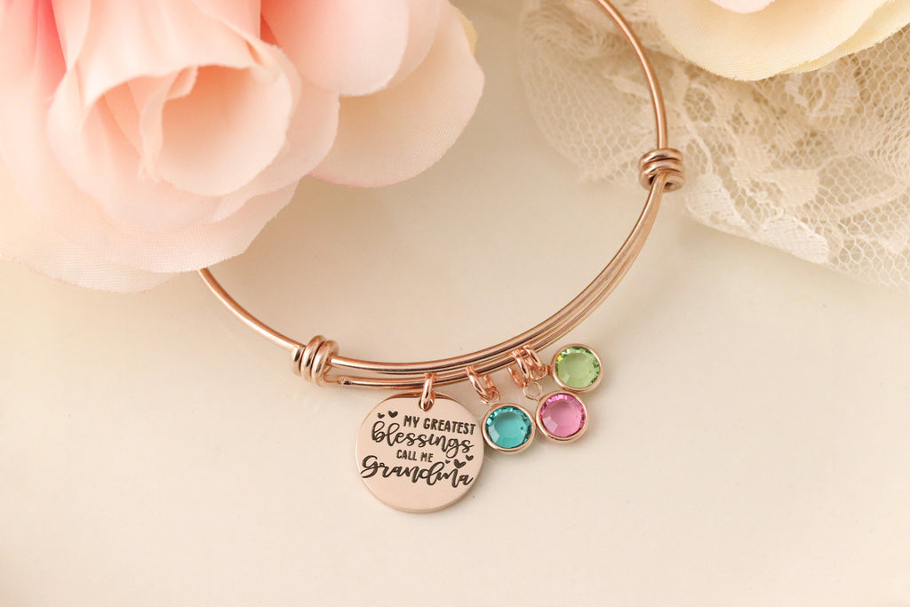 My Greatest Blessings Call Me Grandma Bracelet - Mommy Jewelry - Bracelet with Birthstones - Personalized Gifts For Mom - Grandma Jewelry