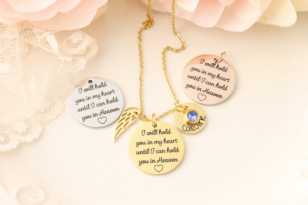 I will hold you in my heart until I can hold you in heaven necklace - Memorial Necklace - Sympathy Jewelry - Gift for Loss of Spouse