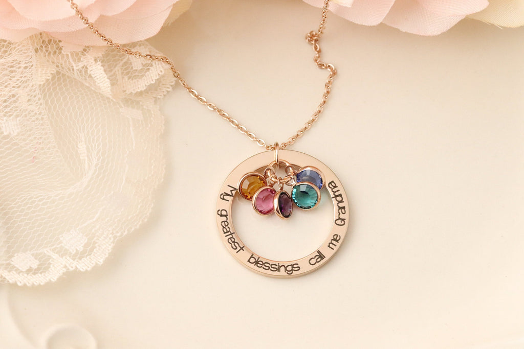 My Greatest Blessings Necklace - My Greatest Blessings Call me Grandma  Grandmas necklace! Personalized grandma gift - Grandmother Jewelry