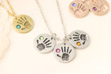 Birthstone Handprint Necklace - Mommy Jewelry - Gift for Mothers Day - Gift for Grandmother - Grandmothers Jewelry - Custom gift for Grandma