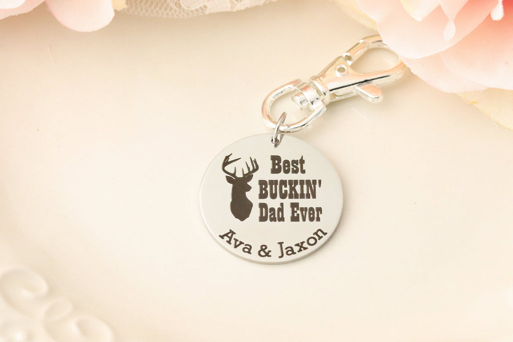 Best Buckin Dad Keychain - Hunting Dad Keychain - Keychain for Dad - Best Dad Ever Keychain - Personalized Keychain for Dad - Fathers Day