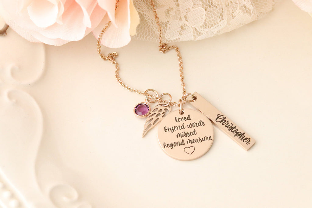 Loved Beyond Words Missed Beyond Measure Necklace - Personalized Memorial Necklace - Custom Memorial Gift - Personalized Memorial Jewelry