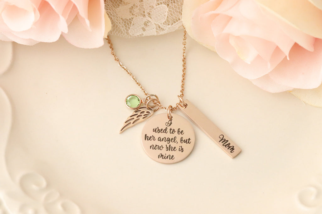 I used to be His Angel But Now He is Mine Necklace - Loss of Parent Necklace - I Used to be her angel, but now she is mine Necklace